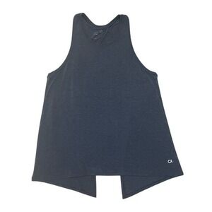 GapFit Breathe Open Back Tank Top Women's Small Navy-Blue Heather Split Back